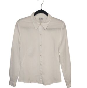 Ann Taylor Loft Women's Classic Perfect White Long Sleeve Button-Up Top Size 8